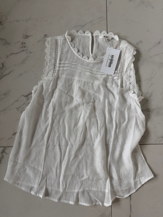 mine Tops - MINE White Lace-Trim Sleeveless Camisole